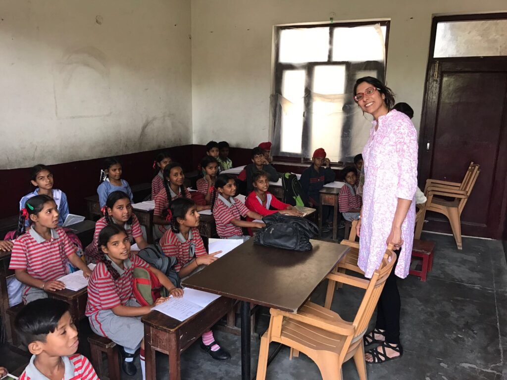 A prevention session under way in a village classroom in Moga, Punjab